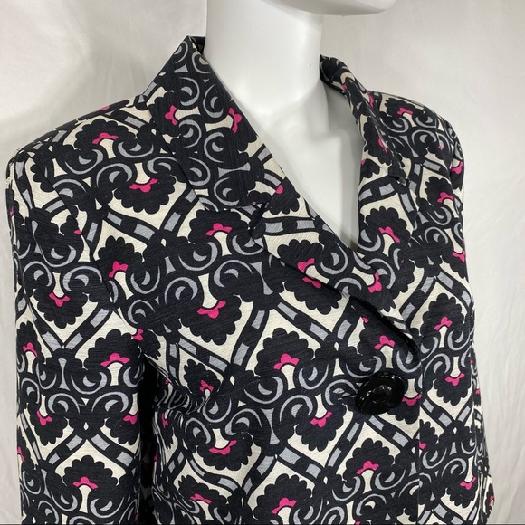 Silkland One Button Damask Design Silk Blazer - Picture 2 of 7